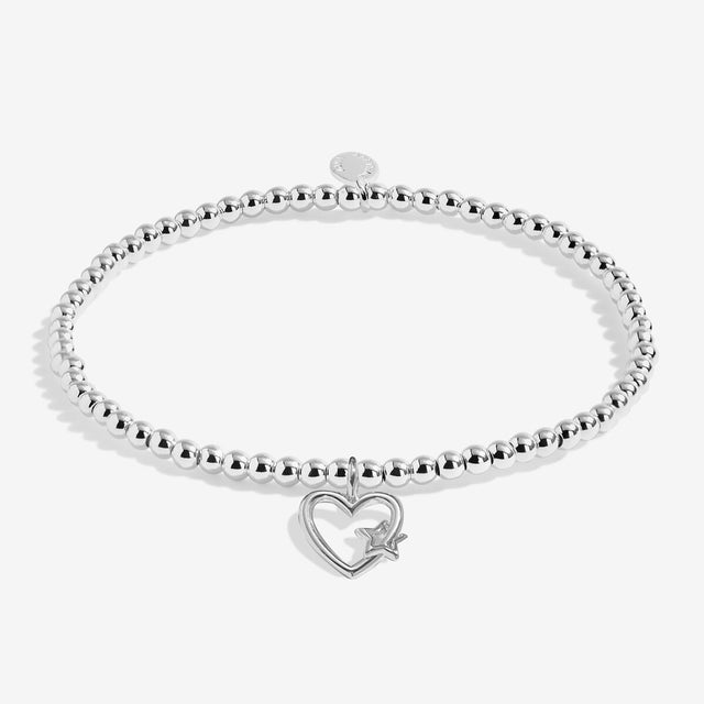 Joma Jewellery Merry Christmas kids' silver-plated beaded bracelet with open heart and star charm