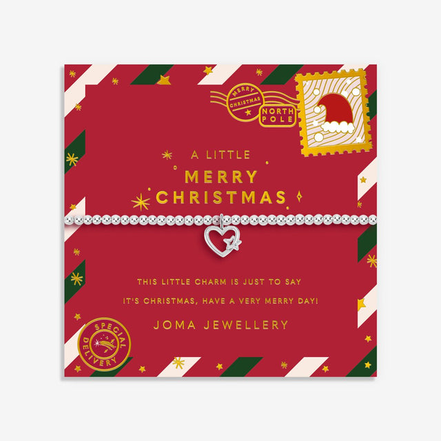 Joma Jewellery Merry Christmas kids' silver-plated bracelet on its festive sentiment card