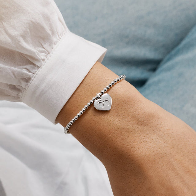 Joma Jewellery Little Bundle Of Joy bracelet presented as a meaningful new mum and new baby gift