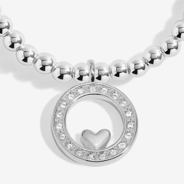 Joma Jewellery silver-plated daughter bracelet with pavé disc and heart centre charm