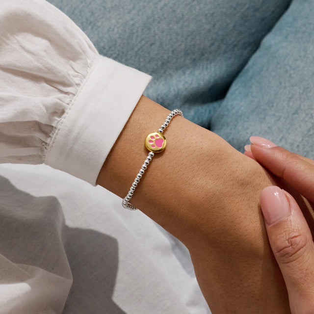 Joma Jewellery A Little Pawsitive Vibes paw print bracelet gift for dog and pet lovers