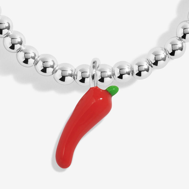 Joma Jewellery silver-plated bracelet featuring a colourful red chilli pepper charm