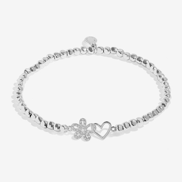 Joma Jewellery Sending Love And Sympathy silver bracelet with interlinked flower and heart charms