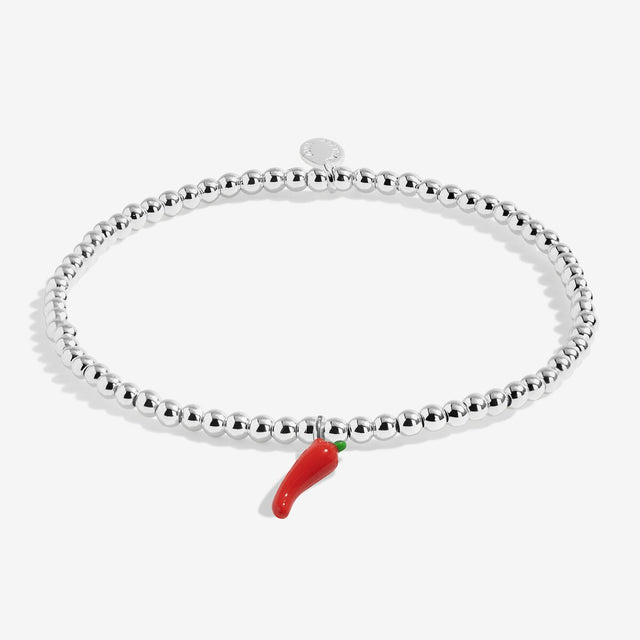 Joma Jewellery A Little Vibes Spice Of Life silver bracelet with red chilli pepper charm