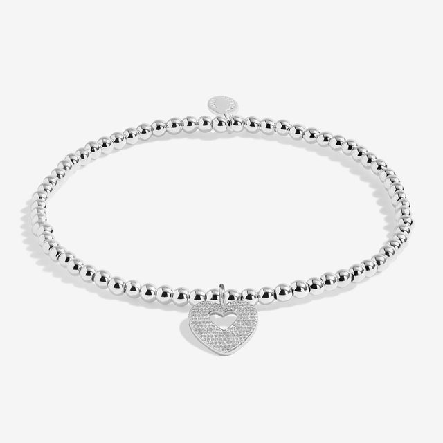Joma Jewellery With Love silver-plated beaded bracelet with sparkling heart charm with a heart-shaped cut-out