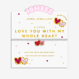 Joma Jewellery Love You With My Whole Heart bracelet on illustrated Jomees character card