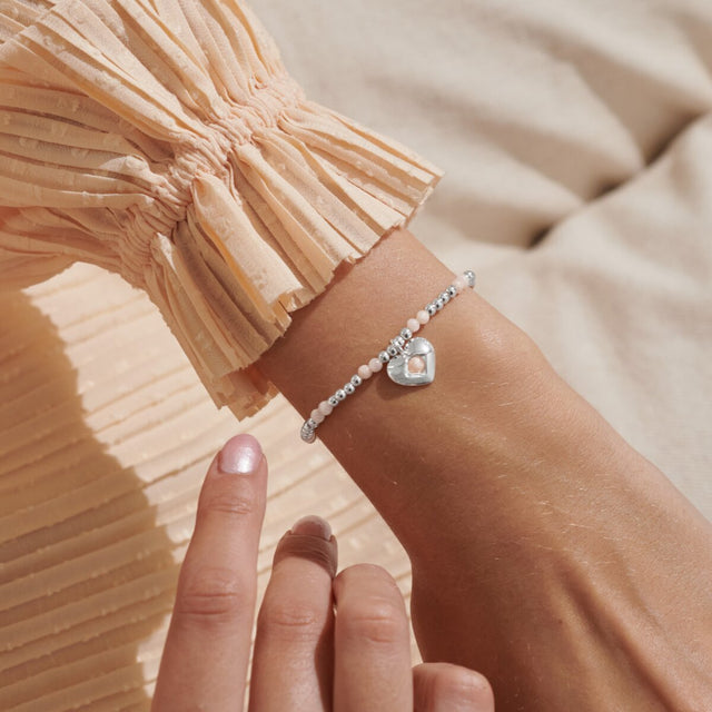 Joma Jewellery July sunstone birthstone bracelet worn on wrist