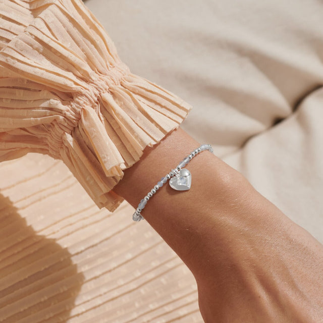 Joma Jewellery June moonstone birthstone bracelet worn on wrist