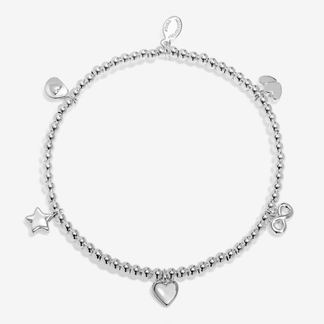 Full view of Joma Jewellery Lovely Friend silver beaded charm bracelet