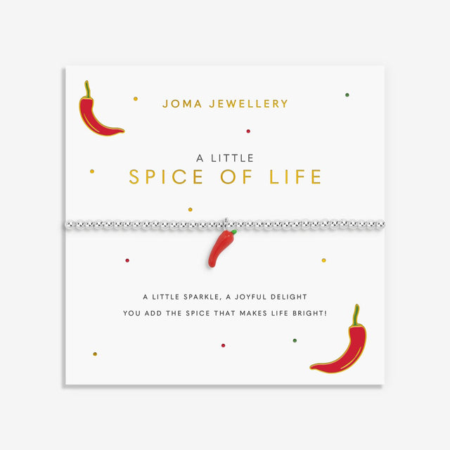 Joma Jewellery A Little Vibes Spice Of Life bracelet presented on illustrated sentiment card