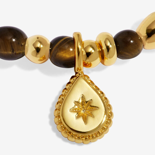 Joma Jewellery Strength bracelet charm close up gold plated detail
