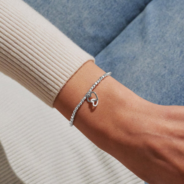Joma Jewellery Treasured Sister silver bracelet worn on wrist