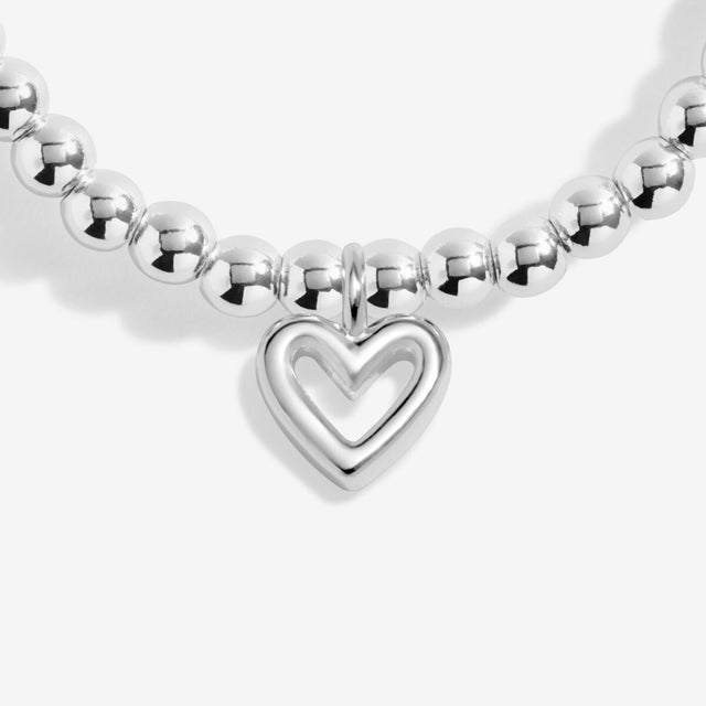 Silver open heart charm on Joma Jewellery With Love charm bracelet