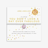 Joma Jewellery You Don’t Look A Day Over Fabulous bracelet presented on colourful illustrated sentiment card