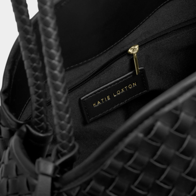 Katie Loxton Nova large black shoulder bag with woven texture
