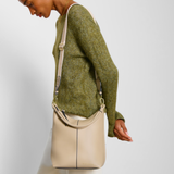 Katie Loxton Hallie light taupe satchel handbag with gold-tone hardware