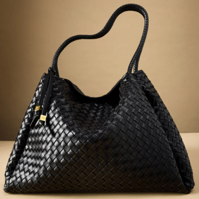 Katie Loxton black woven vegan leather shoulder bag