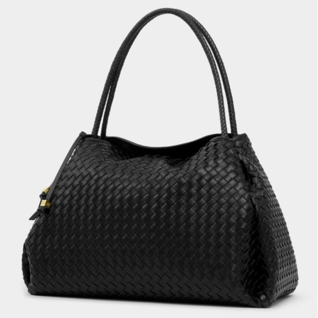 Katie Loxton Nova black shoulder bag with signature bag charm and tassel detail