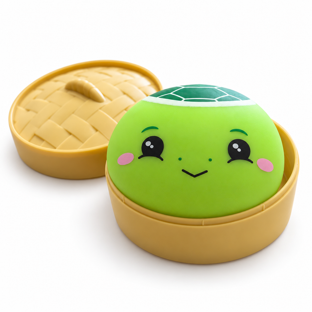 Kawaii Kutie Surprise Dumpling squishy toy in basket