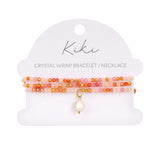 Kiki Blush Bloom crystal jewellery wrap bracelet and necklace with pearl and crystal beads.