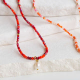 Detail of Kiki Crimson Flame crystal jewellery beads and pendant charm