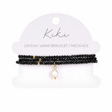 Kiki Obsidian Dream crystal jewellery wrap bracelet and necklace with pearl and crystal beads.