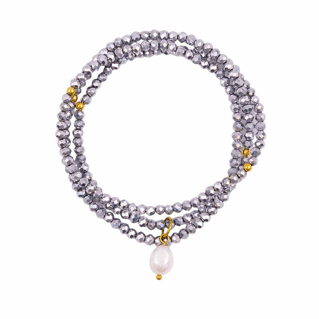 Silver Mist crystal jewellery wrap bracelet as part of the Kiki Collection.