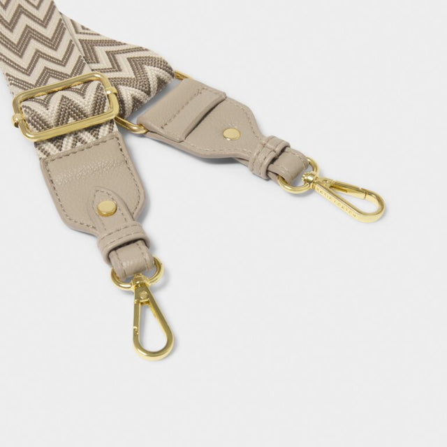 Katie Loxton Canvas Bag Strap - Light Taupe Chevron