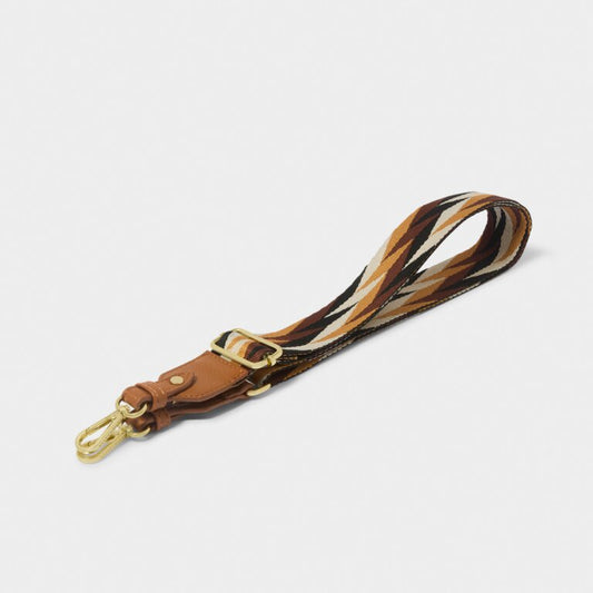 Katie Loxton Canvas Bag Strap - Cognac Geometric