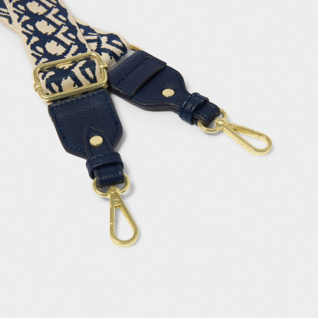 Katie Loxton Canvas Bag Strap - Midnight Blue Abstract