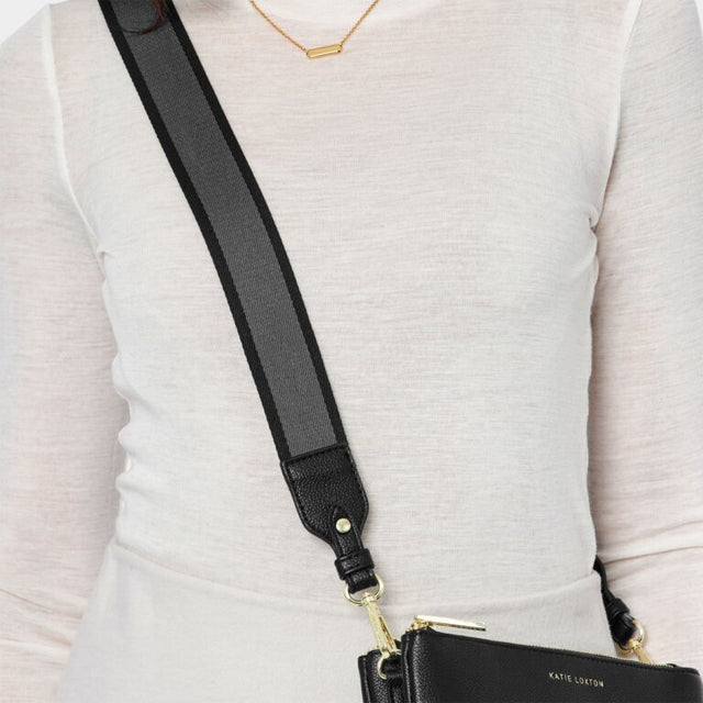 Katie Loxton Canvas Bag Strap - Black Stripe