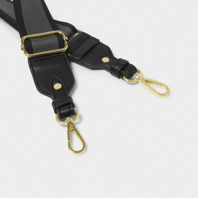 Katie Loxton Canvas Bag Strap - Black Stripe