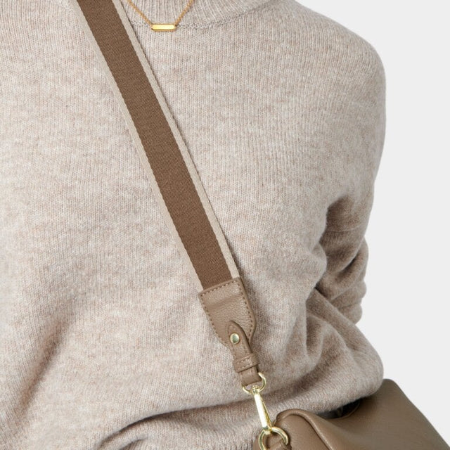 Katie Loxton Canvas Bag Strap - Mocha Stripe