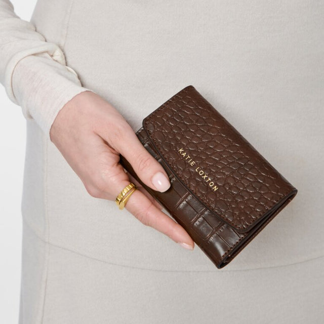 Katie Loxton Marni Faux Croc Purse - Chocolate