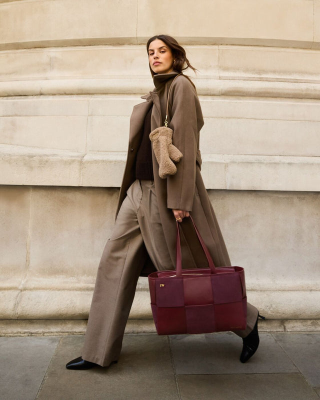 Katie Loxton Taya Hand Woven Suedette Tote Bag - Cherry