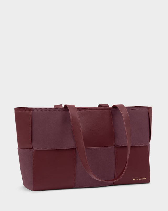 Katie Loxton Taya Hand Woven Suedette Tote Bag - Cherry