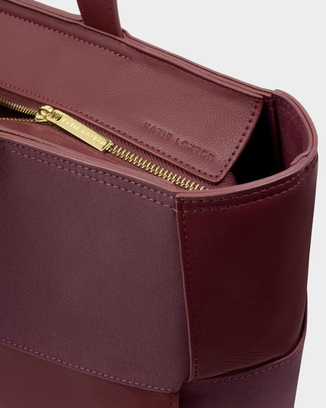 Katie Loxton Taya Hand Woven Suedette Tote Bag - Cherry