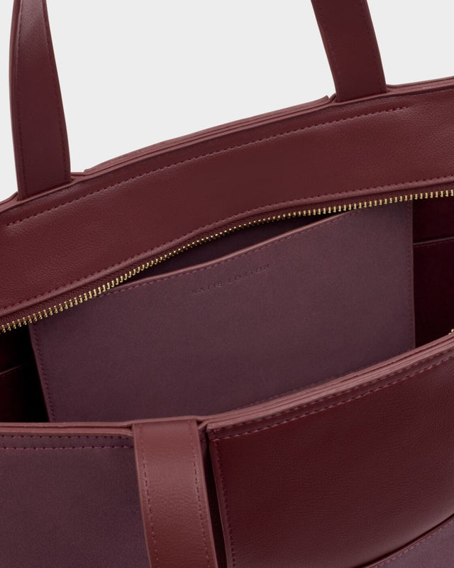 Katie Loxton Taya Hand Woven Suedette Tote Bag - Cherry