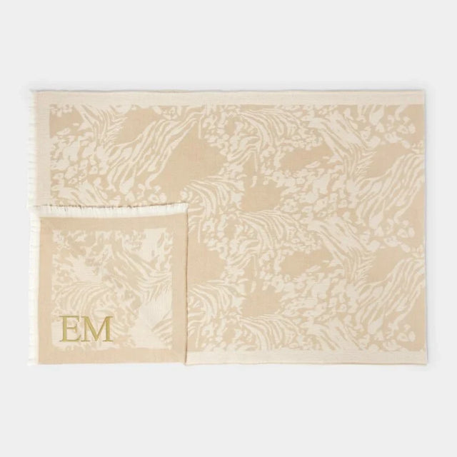 Katie Loxton Animal Printed Blanket Scarf - Tan & Off White