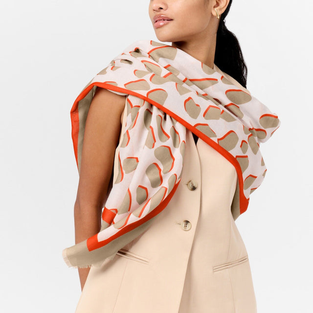 Katie Loxton Printed Scarf - Dalmatian (Ecru/Orange/Light Taupe)