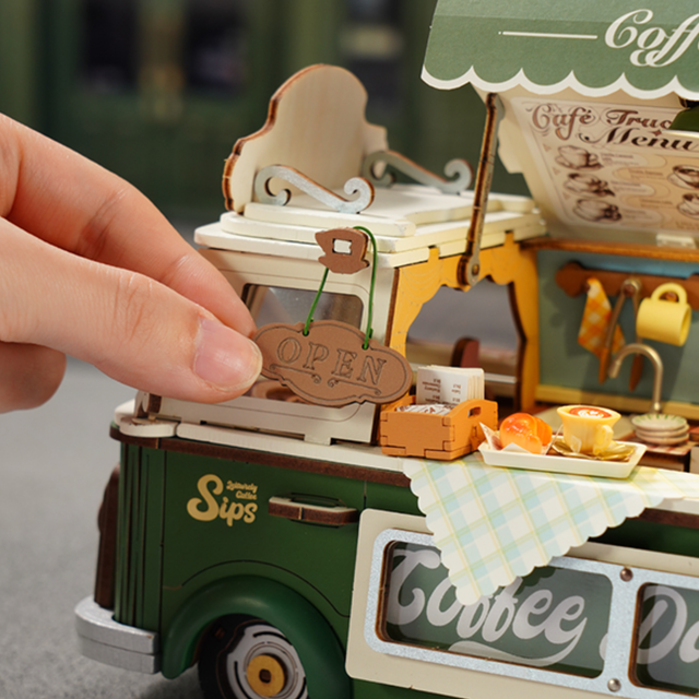 Leo's Coffee Truck wooden model kit by Rolife