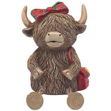 Lesser & Pavey - Highland Cow Money Bank Tartan Bow