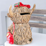 Lesser & Pavey - Highland Cow Money Bank Tartan Bow