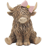 Lesser and Pavey Highland cow ornament with pink bow