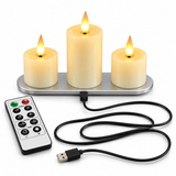 Cello Living Flame mixed votive candles with charging base remote and USB cable