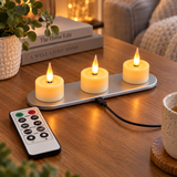 Cello Living Flame rechargeable LED tealights on charging base