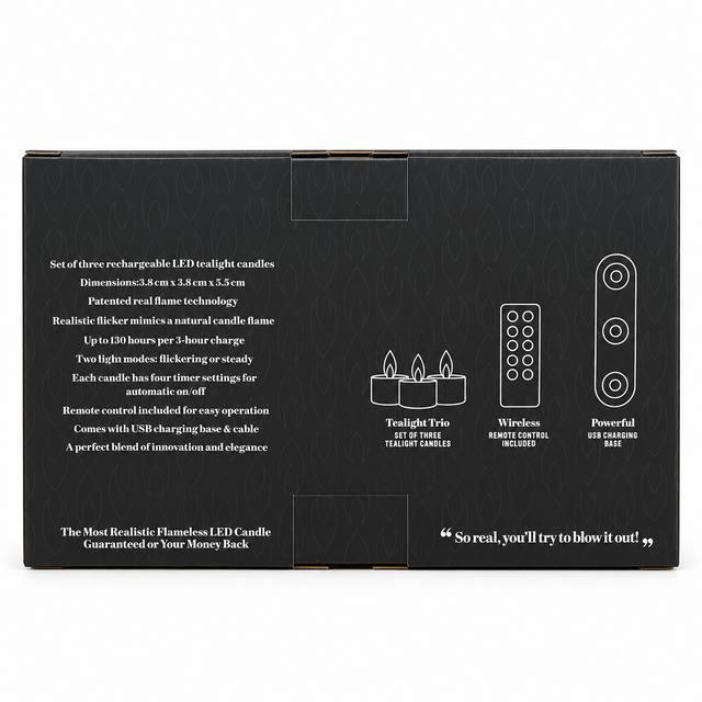 Cello Living Flame LED Tealight Set of 3 packaging details