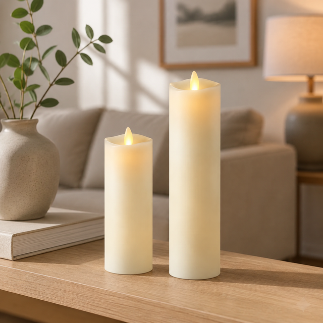 Luminara Indoor Ivory Slim Candle Duo – product view 1