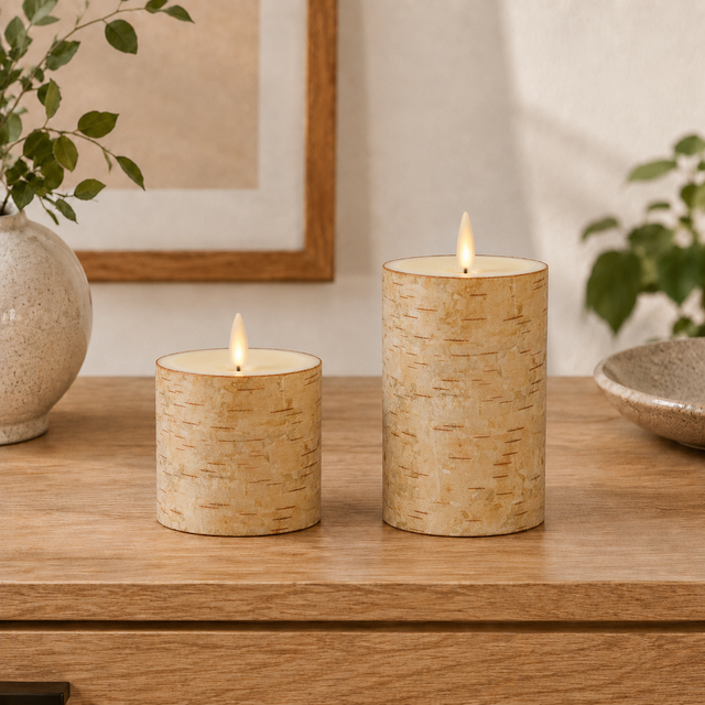 Luminara Indoor Wooden Birch Candle Duo – product view 1