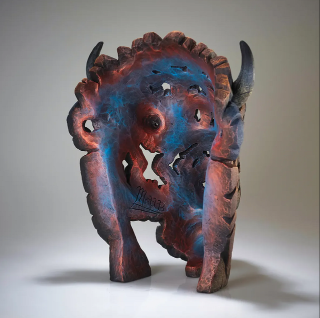 Matt Buckley Edge Sculpture buffalo bust featuring detailed textured craftsmanship
